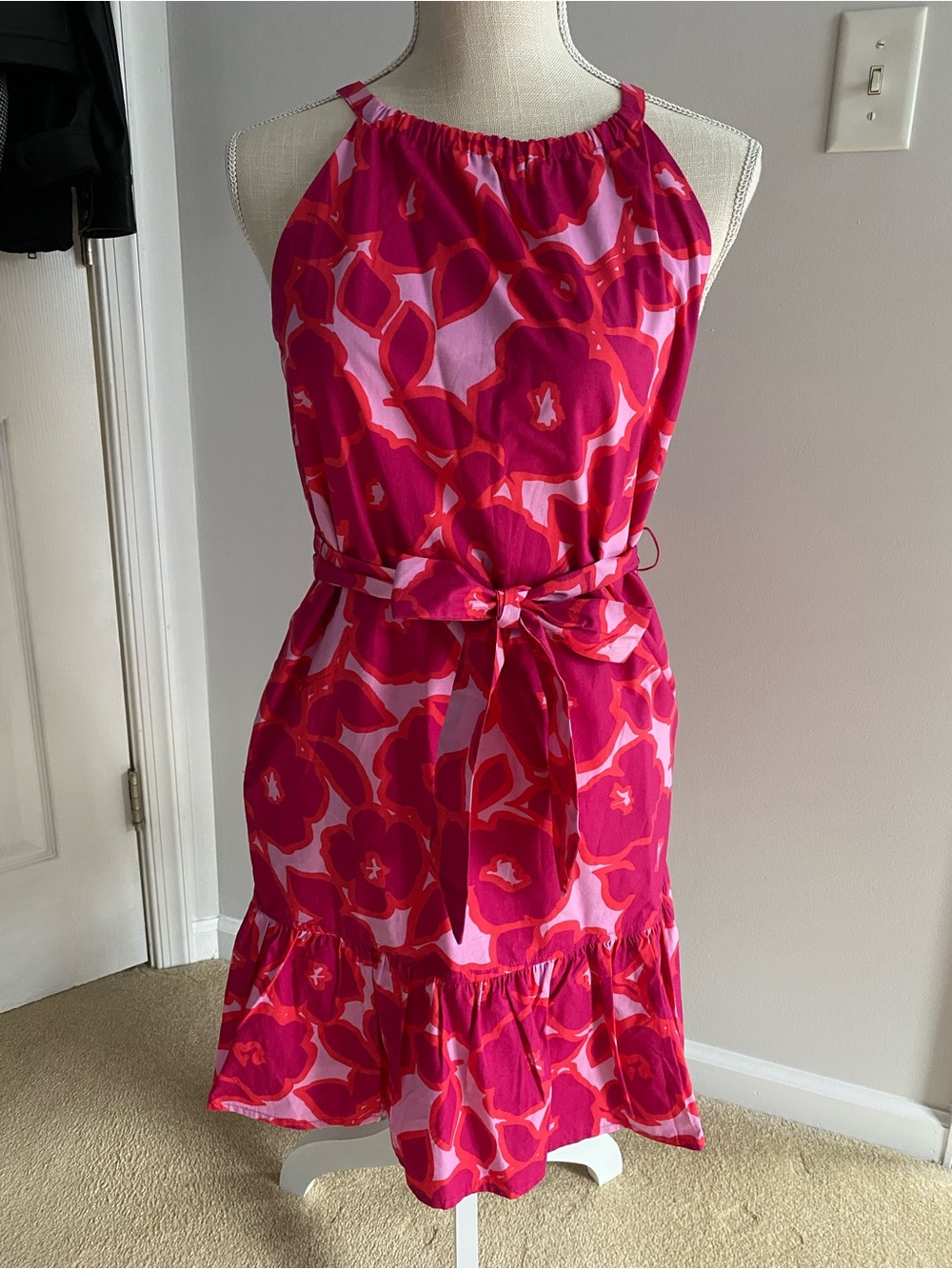 Banana Republic Factory Pink & Red Floral Halter Mini Dress
